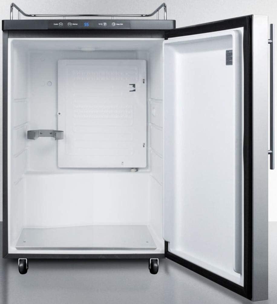imageSummit Appliance SBC635M7NKSSHV Freestanding Commercially Listed Beer Dispenser with Auto Defrost Digital Thermostat Stainless Steel Door Professional Thin Handle and Black Cabinet