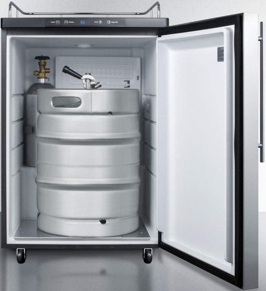 imageSummit Appliance SBC635M7NKSSHV Freestanding Commercially Listed Beer Dispenser with Auto Defrost Digital Thermostat Stainless Steel Door Professional Thin Handle and Black Cabinet