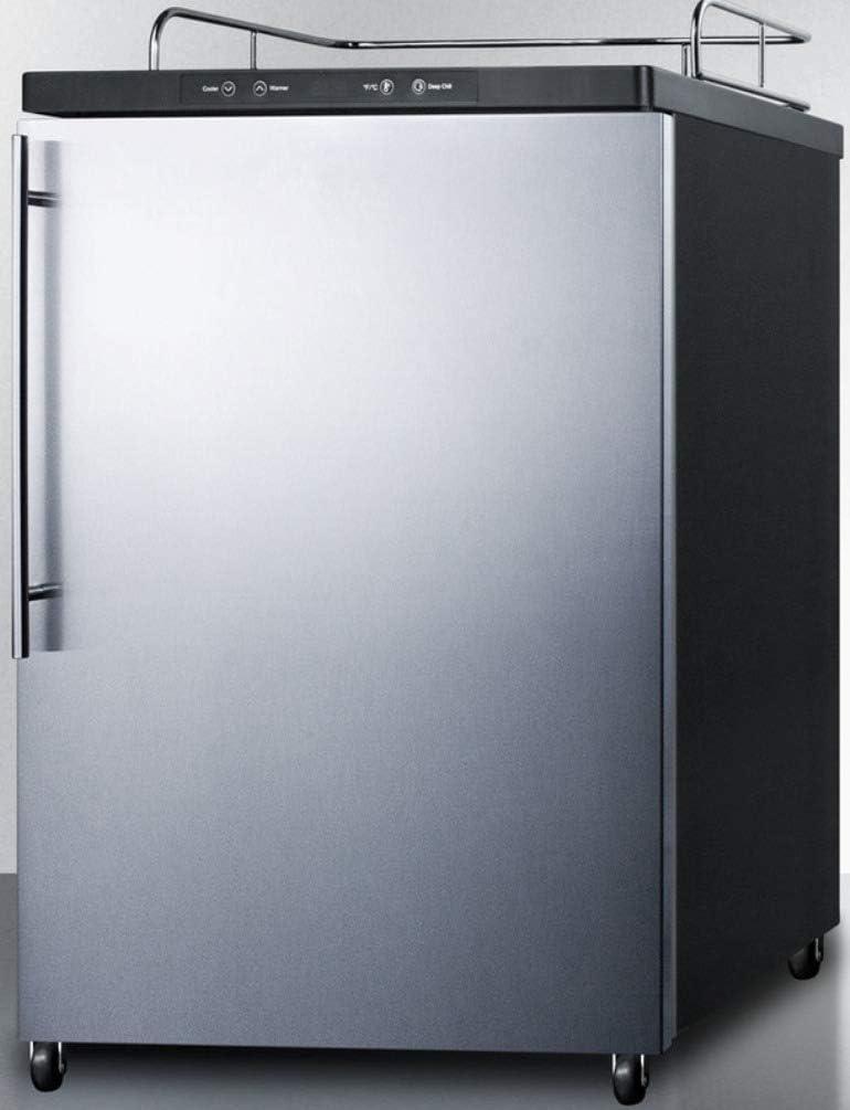 imageSummit Appliance SBC635M7NKSSHV Freestanding Commercially Listed Beer Dispenser with Auto Defrost Digital Thermostat Stainless Steel Door Professional Thin Handle and Black Cabinet