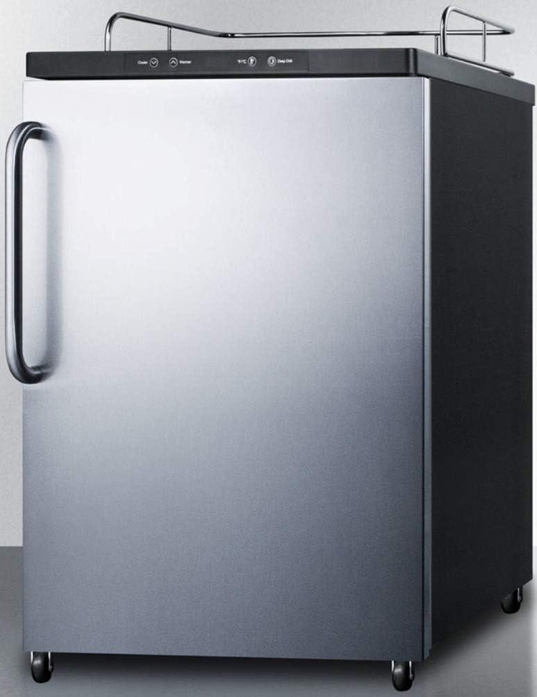 imageSummit Appliance SBC635M7NKSSTB Freestanding Commercially Listed Beer Dispenser with Auto Defrost Digital Thermostat Stainless Steel Door Professional Towel Bar Handle and Black Cabinet