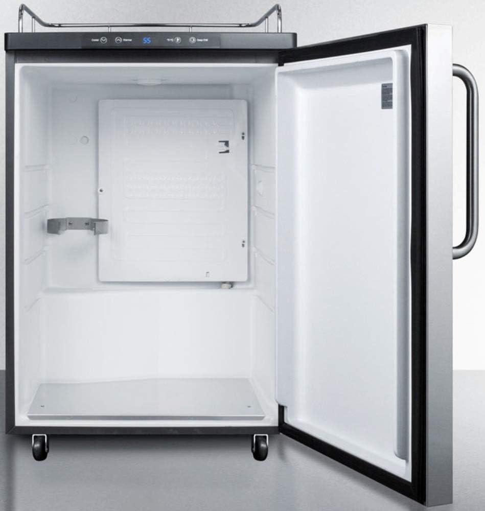 imageSummit Appliance SBC635M7NKSSTB Freestanding Commercially Listed Beer Dispenser with Auto Defrost Digital Thermostat Stainless Steel Door Professional Towel Bar Handle and Black Cabinet