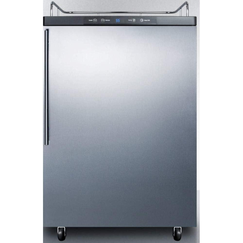 imageSummit Appliance SBC635M7NKSSHV Freestanding Commercially Listed Beer Dispenser with Auto Defrost Digital Thermostat Stainless Steel Door Professional Thin Handle and Black Cabinet