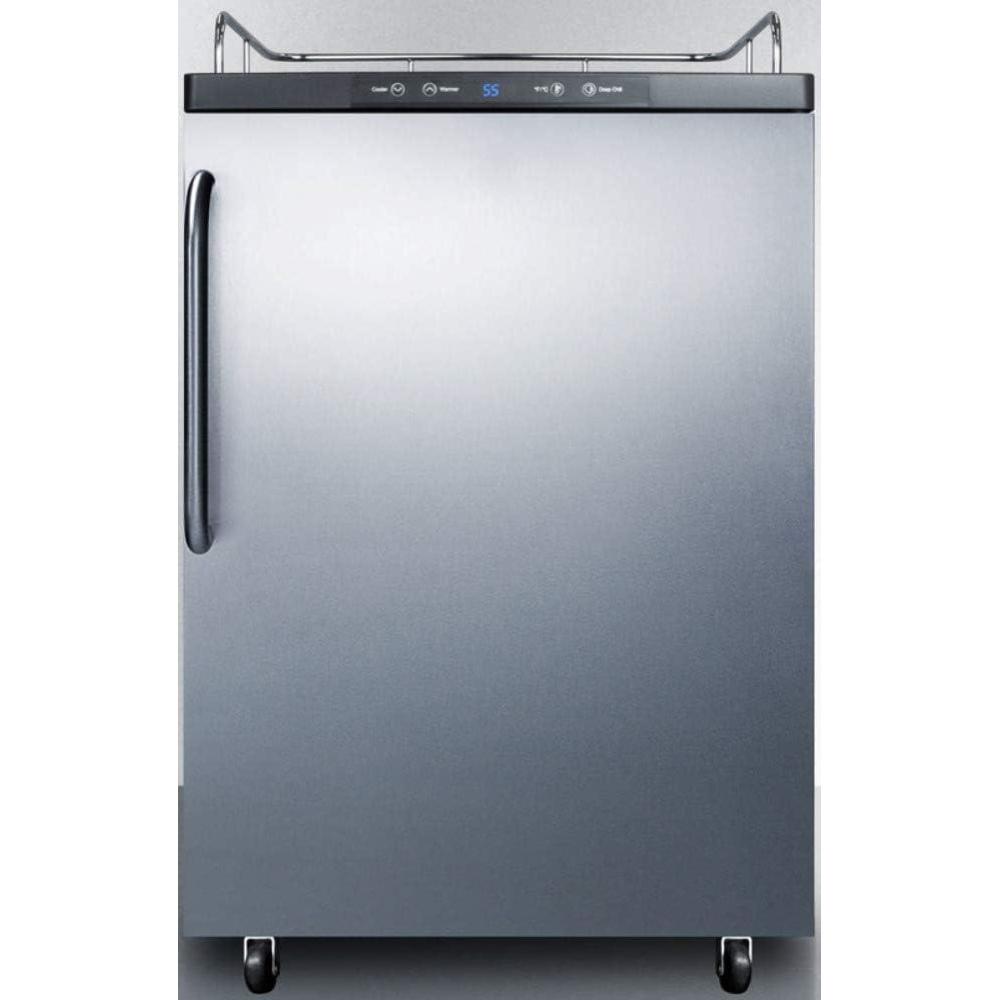 imageSummit Appliance SBC635M7NKSSTB Freestanding Commercially Listed Beer Dispenser with Auto Defrost Digital Thermostat Stainless Steel Door Professional Towel Bar Handle and Black Cabinet