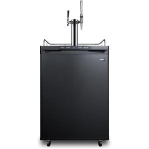 imageSummit SBC635M7CMTWIN 24 Commercial Coffee Dispenser with Complete Tap Kit Flat and NitroIndused Coffee Dispensing Automatic Defrost Digital Thermostat Casters Top Rail Guard in Black